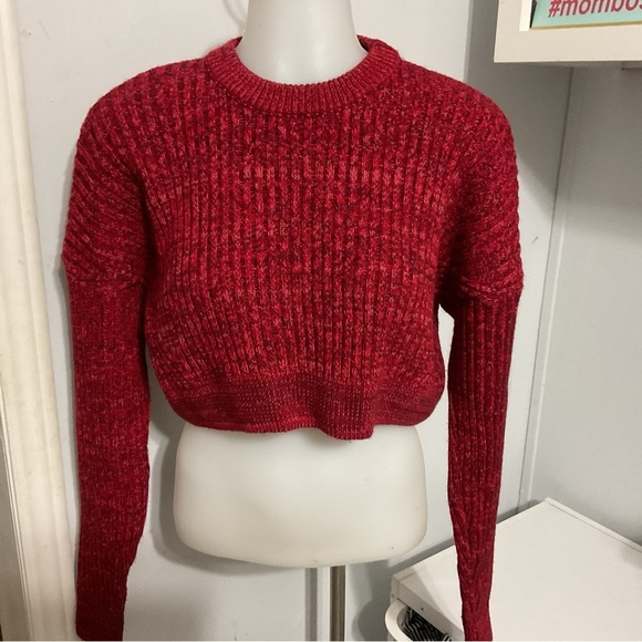 UO Red Knit Crop Sweater Size S - Picture 3 of 7